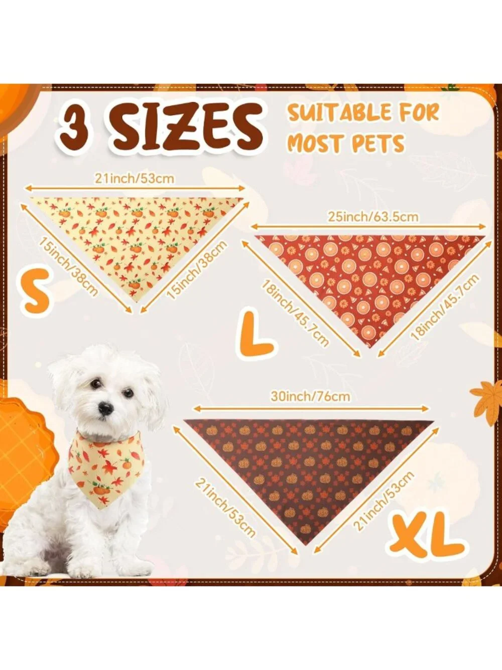 100 Pcs Fall Dog Bandanas - Adjustable Washable Autumn Scarves for Pets